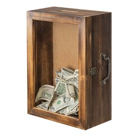 Piggy Bank for Adults,Coin Bank,Solid Pine Wood for Money Box,Shadow Box Style Piggy Bank with Lock,Large Piggy Bank