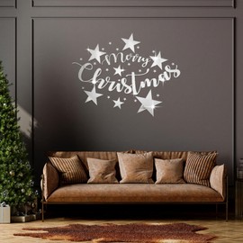 ALIBBON Merry Christmas Wall Decals, Acrylic Christmas Wall Stickers, Christmas Wall Decorations for Home, Xmas Window Clings, Star Christmas Decals for Wall Window Mirror Decor