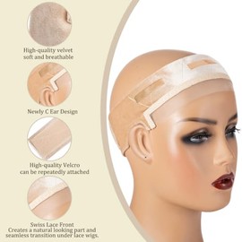Diadema frontal de encaje para pelucas: accesorio antideslizante de terciopelo para sujetar la peluca de forma segura y mantenerla en su lugar (beige)