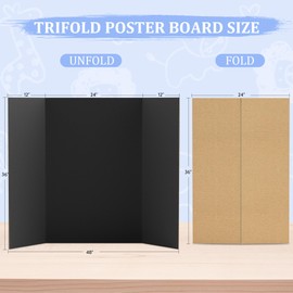 AKONEGE 2 Pack 36" x 48" Trifold Poster Board for Presentation, Black Corrugated Cardboard Large Tri Fold Poster Board for Science Fair, Office or School Projects, Photo Displays, Exhibitions Event