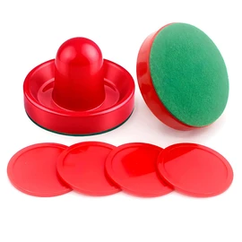 Air Hockey Set - 2 Air Hockey Pushers and 4 Air Hockey Pucks for Game Tables | Replacement Air Hockey Paddles and Pushers | Perfect Accessories for Air Hockey Games (2 Striker, 4Pucks) (Red, M)