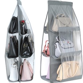 Retoo Hanging Organiser with 6 Pockets for Handbags with Hook, Sturdy Hanging Shelf for Towels, Nappies, Toys, Hanging Storage for the Door, Office, Children's Room, Bedroom, Wardrobe Organiser