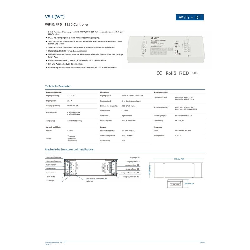 HEXIM 12-24V LED Controller & Remote Control - Wi-Fi 1/4