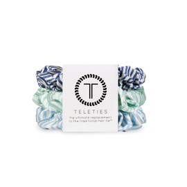 TELETIES - Large Scrunchie - Ideal for Thick Hair - 100% Natural Silk Hair Scrunchie - Soft & Gentle - Prevents Breakage & Damage - Safe for Sleep - For All Hair Textures - Totally Turquoise