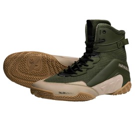 Hayabusa Talon Boxing Shoes for Men and Women Lace Up Lightweight Mid High Top - Tarmac/Sand, 8