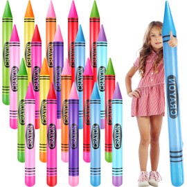 Glimin 20 Pcs 41.34 Inch Jumbo Inflatable Crayons Neon Blow up Crayons Large Inflate Crayon Party Favors Giant Crayon Prop for Birthday Party Supplies Classroom Back to School Decorations