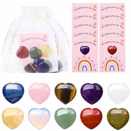 QINJIEJIE Set di 10 pietre portafortuna con biglietto, pietre portafortuna per bambini e adulti, regalo per compleanno dei bambini, inizio della scuola, battesimo, bomboniera, idea regalo
