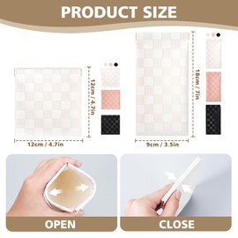 Leezmark 6Pcs Leather Pocket Cosmetic Bag for Women, Small Cosmetic Bag for Purse, Mini Makeup Bag, Checkered Makeup Bag & Soft Glasses Bag, Purse Organizer Pouches (Black, Pink, White)