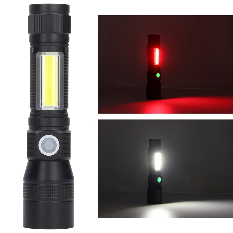 LED Flashlight Rechargeable Torch LED Pocket Flashlight with COB Light