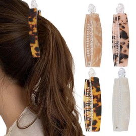 CURASA Large Acetate Banana Clip for Women Girls Elegant Banana Clips for Thick Thin Curly Hair 4 PCS Cute Claw Clips Non-Slip Grip (4 Colors)