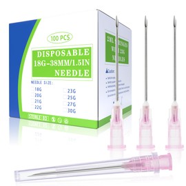 100Pack 18G 38MM Dispensing Needle Industrial Accessories for Scientific Labs, Measuring and Refilling, Individually Wrapped