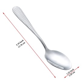 Teaspoons, Kyraton 6 Pieces 13.6cm Stainless Steel Vintage Elegant Special Hammered Handle Tea Spoons, Ice Cream Spoons, Dessert Spoons, Coffee Spoons, Silverware Cutlery Set Pack of 6