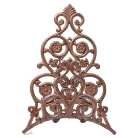Garden Hose Holder Reel Floral & Spade Pattern Cast Iron Hanger Outdoor 13.25" Tall