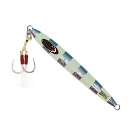 Temorah Vertical Streaker Jigs (Length: 4-7/8"（124mm） | Weight: 2-4/5oz（80g）, Blue - Pink/Glow Stripe)