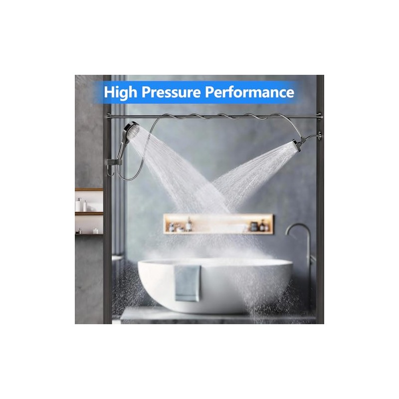 Dual Shower Head with Handheld for Couples: High Pressure Double