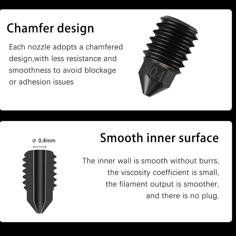 6 Hardened Steel Nozzles for Bambu Lab Printers, High Flow