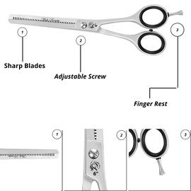 wishbeauty Thinning Hairdressing Barber Hair Teeth Scissor for Professional Hairdressers Barbers Stainless Steel Hair Cutting Shears - for Salon Barbers, Men, Women, Children and Adults (Thinning)