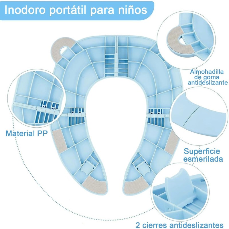 Adaptador Baño Infantil Plegable, Asiento de Inodoro Niños (Gris)