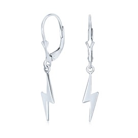 Delicate Minimalist Geometric Zig Zag Flash Lightning Bolt Lever back Earrings For Women Teen .925 Sterling Silver