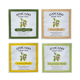 Avocado Leaf Tea Sampler Set | 4 Sachets - 8 Full Flavored Cups | Caffeine Free | Cold Brew or Hot Tea | Healthy Tea | Gift Tea Set | Immune Booster | Assorted Teas