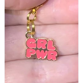 Gold Girl Power GRL PWR Charm Zipper Pull &Keychain Add On Clip!!
