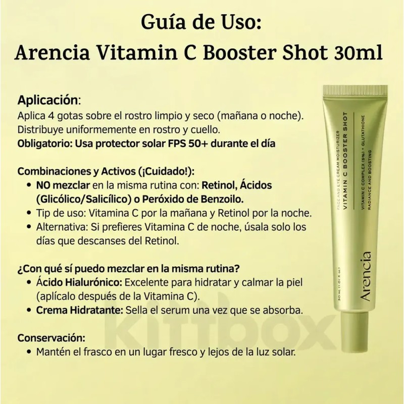 Arencia Serum Vitamina C Crema Facial 30ml Aclaradora Día Noche