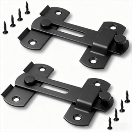 GuoluvSoo 2 Pack Black Barn Door Lock, Premium 4-Inch​​ Sliding Barn Door Latch with Easy Installation, Rust & Scratch-Resistant, Door Latches Hardware for Barn, Bathroom, Garage, Cabinet