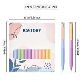 BAYTORY 12Pcs Retractable Colored Gel Pens, Quick Dry Vintage Ink Assorted Pen, 0.5mm Fine Point Smooth Writing Comfortable to Use for School Supplies Journaling Marking Stationery (Cream)