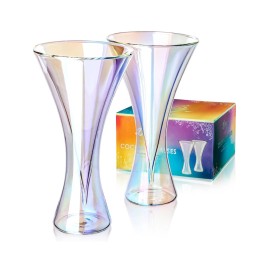 DRAGON GLASSWARE MARTINI / COCKTAIL GLASSES - Set of 8 Aura IRIDESCENT glasses -
