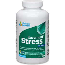 Platinum Naturals Easymulti Stress for Men, 120 softgels 60-Day Supply with Gaba, Omega 3 Fish Oil, B-Complex Vitamins B1, B2, B3, B5, B6, B12, Vitamin D3 - Absorb More with Healthy Oils
