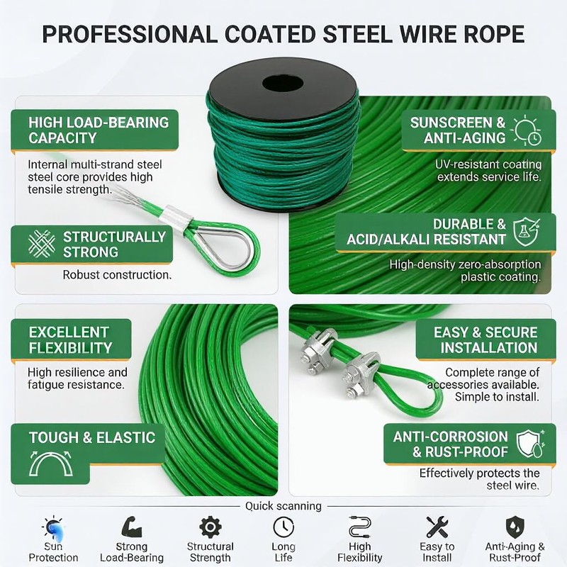 Spark Future 200FT 304 Stainless Steel Wire Rope Kit, 2mm(0.08