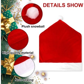 KAHEIGN Pack of 12 Christmas Chair Covers, Non-Woven Red Hat Dining Chair Slipcovers Christmas Chair Back Covers Xmas Kitchen Chair Covers for Christmas Holiday New Year Decoration (50cm x 60cm)