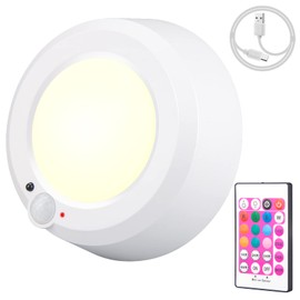 BIGMONAT Rechargeable Motion Sensor Ceiling Light, Wireless Shower Light with Remote, Bathroom, Dimmable for Closet Pantry Bedroom Dorm Laundry Hallway