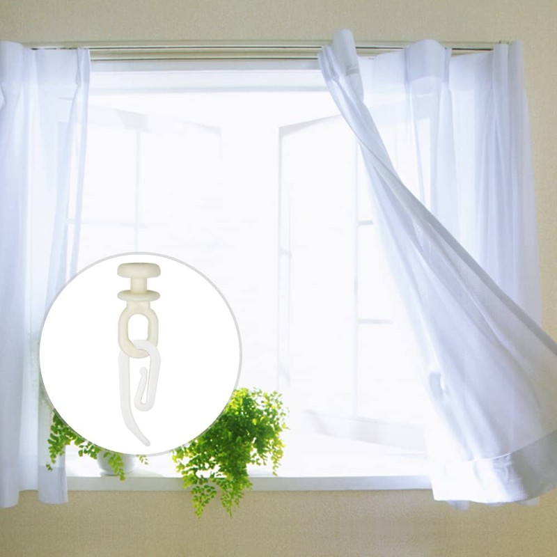 Burkfeeg 200 Pcs White Curtain Hooks Gliders Rollers, Plastic Curtain