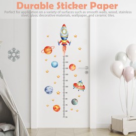 Kids Height Chart Wall Stickers, Cartoon Rocket Baby Growth Height Wall Decal Removable DIY Height Measure Mural Decor for Girls Boys Toddler Nursery Kindergarten Playroom Bedroom Decoration Art