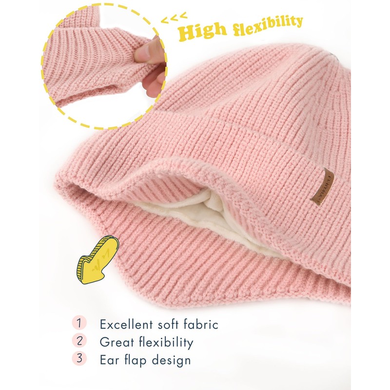 FURTALK Toddler Baby Winter Hat Warm Fleece Lined Knit Kids