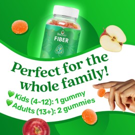 Fiber Gummies - Prebiotic Fiber Supplement with Chicory Root & Inulin for Digestive Support & Overall Gut Health I Vegan, Sugar Free Gummies for Adults & Children | 60 Ct - Apple Flavor