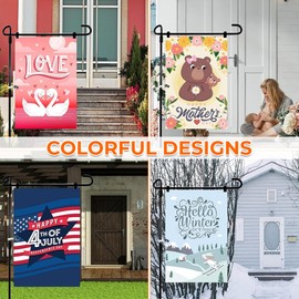 Double Sided Seasonal Garden Flags Set of 12-12x18 inch Yard Flags for Outside with Stand & Holder | Weather Resistant Thick Linen Outdoor Lawn flag, Holiday House Flags for Spring, Summer & Winter