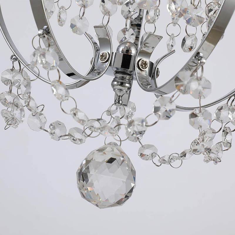 riomasee Mini Chandelier Modern Chrome Crystal Ceiling Light Fixture 1-Light