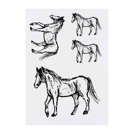 4 x 'Horse' Temporary Tattoos - Water Resistant, Skin-Safe, Non-Toxic Transfers, Mixed Sizes (TO00035345)