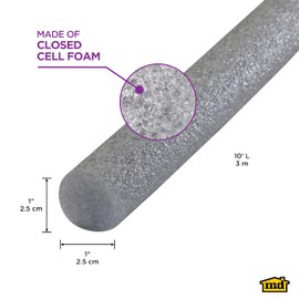 M-D Building Products - Versatile Gray Foam Backer Rod - Essential Caulk Saver for Sealing Concrete Gaps, Expansion Joints, and Crack Filling, 10 Feet, Black (19100)