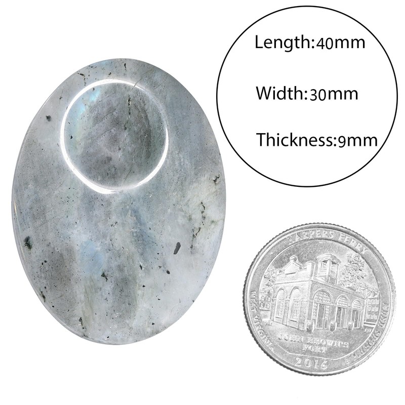 Nupuyai Labradorite Worry Stone Thumb Stone Gemstone Oval Crystal Healing