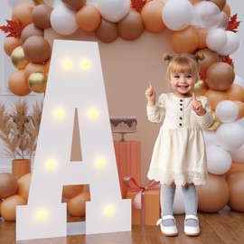 Bugame 3FT Marquee Letters, Large Light Up Letters for Birthday Wedding Backdrop Warm Light Marquee Letters 3 Feet Tall for Baby Shower Party Proposal Decoration Decor, Letter A