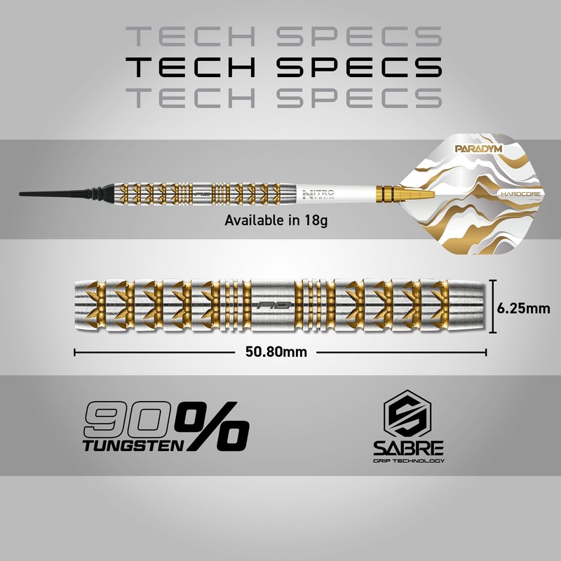 RED DRAGON Darts - Paradym Gold Series - 18g Barrel/