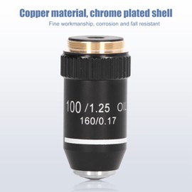 Microscope Objective Lens, 100X Magnification Lens Fine Workmanship 20.2mm Interface Shell for Biological Microscopes