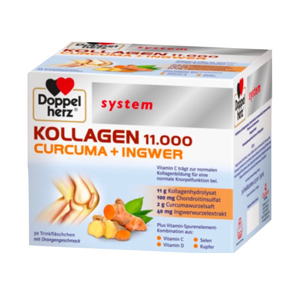 Doppelherz System: Collagen 11000 Curcuma and Ginger 30 drinking bottles