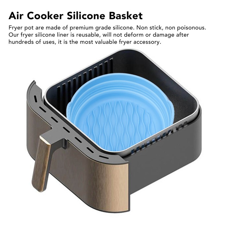 Silicone Air Cooker Pot Round Folded Blue Fryer Liner Tray