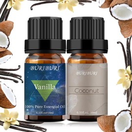 BURIBURI Vanilla Coconut Essential Oil Set, 2Pack Essential Oil Fragrance Oil Set - 2x10ml