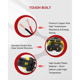 AIONIXER Headlight Connector Socket Crafted for 9005 HB3 9006 HB4 9012 Bulb, [Durable & Tough] Adapter Wiring Harness Socket, Bulb Socket Wire Replacements, 2 PCS