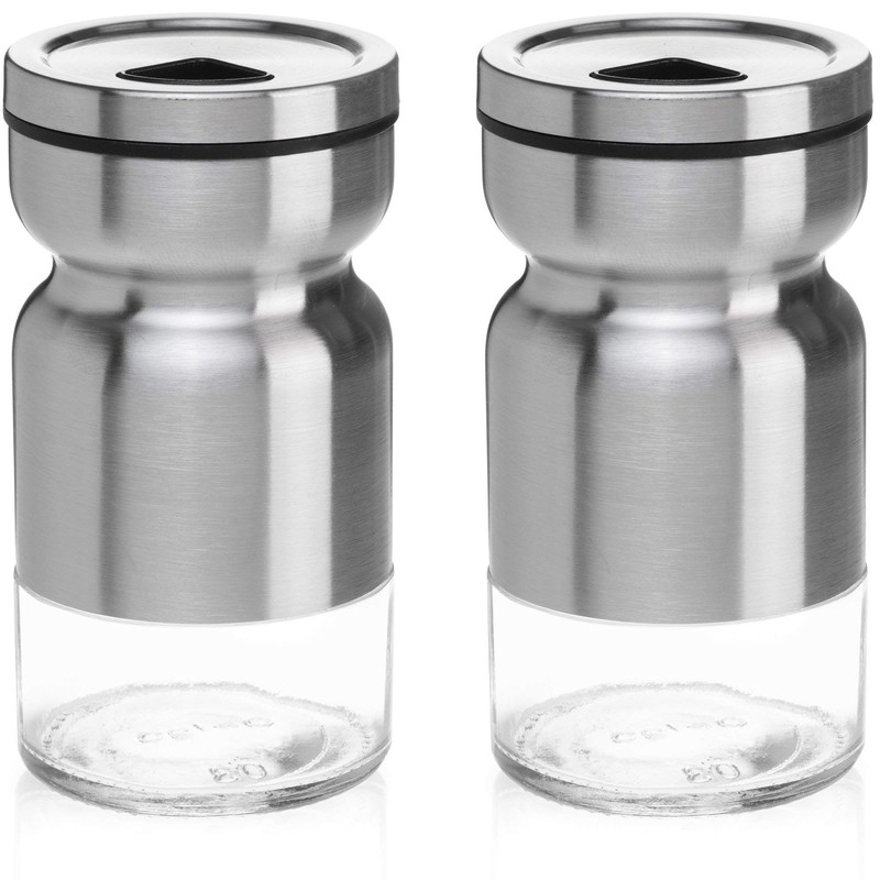 Salt and Pepper Shakers Set with Adjustable Pour Holes by